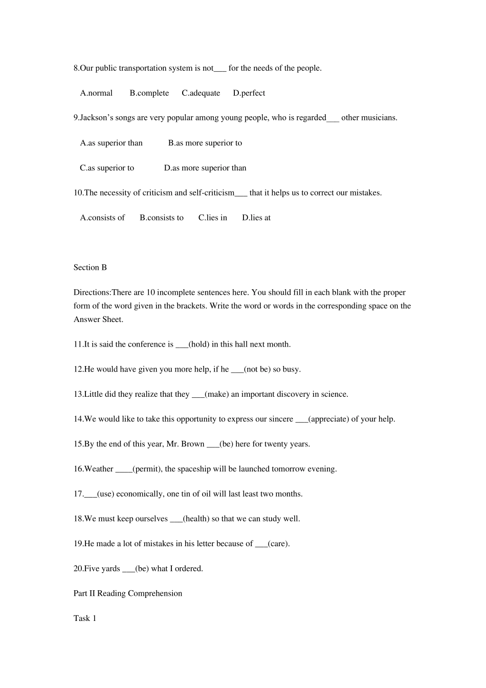 云南专升本英语模拟试题及答案_第2页