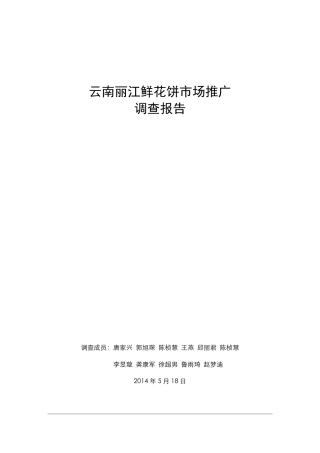 云南丽江鲜花饼市场推广调查报告