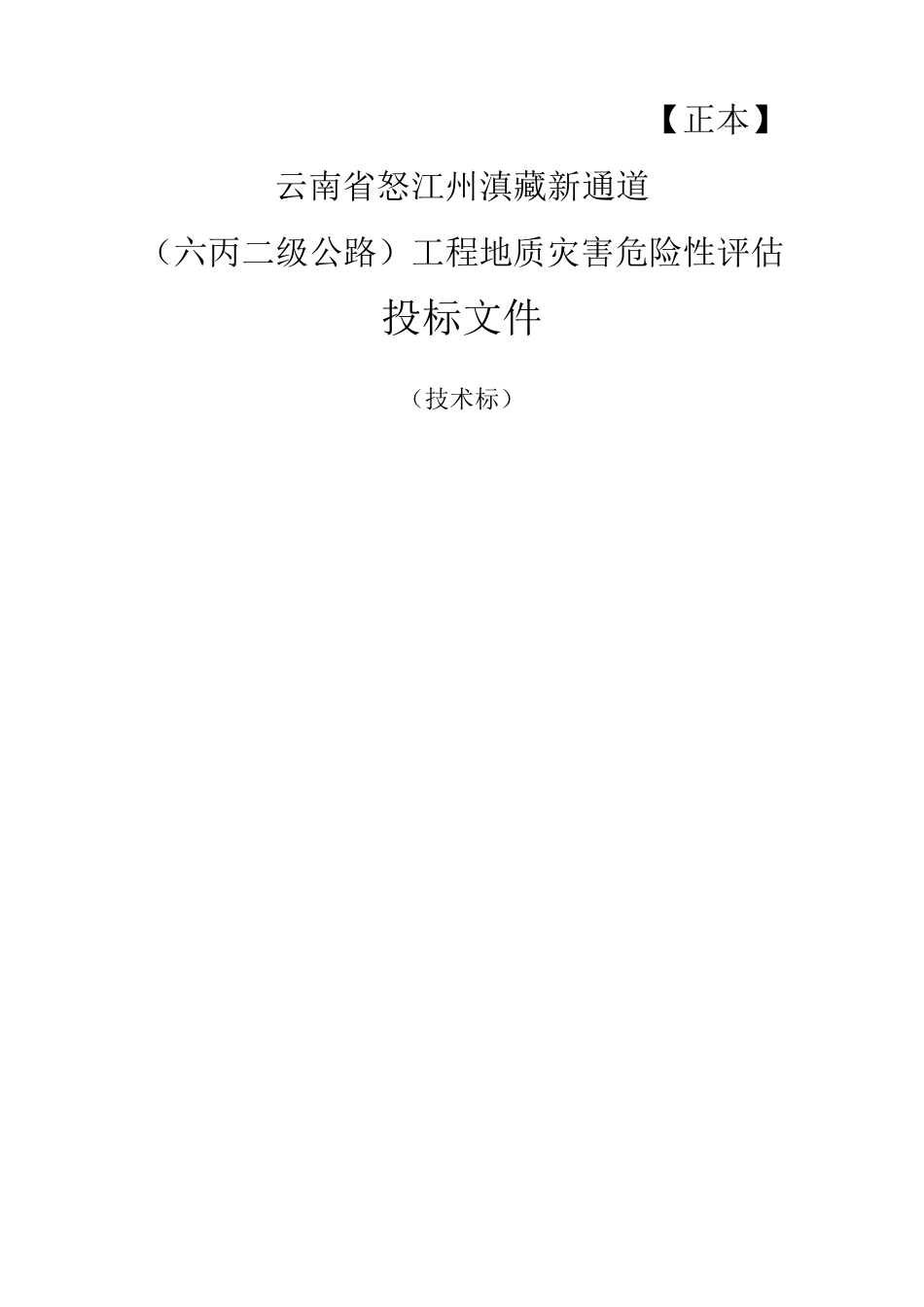 云南六丙二级公路地质灾害危险性评估投标文件_第1页