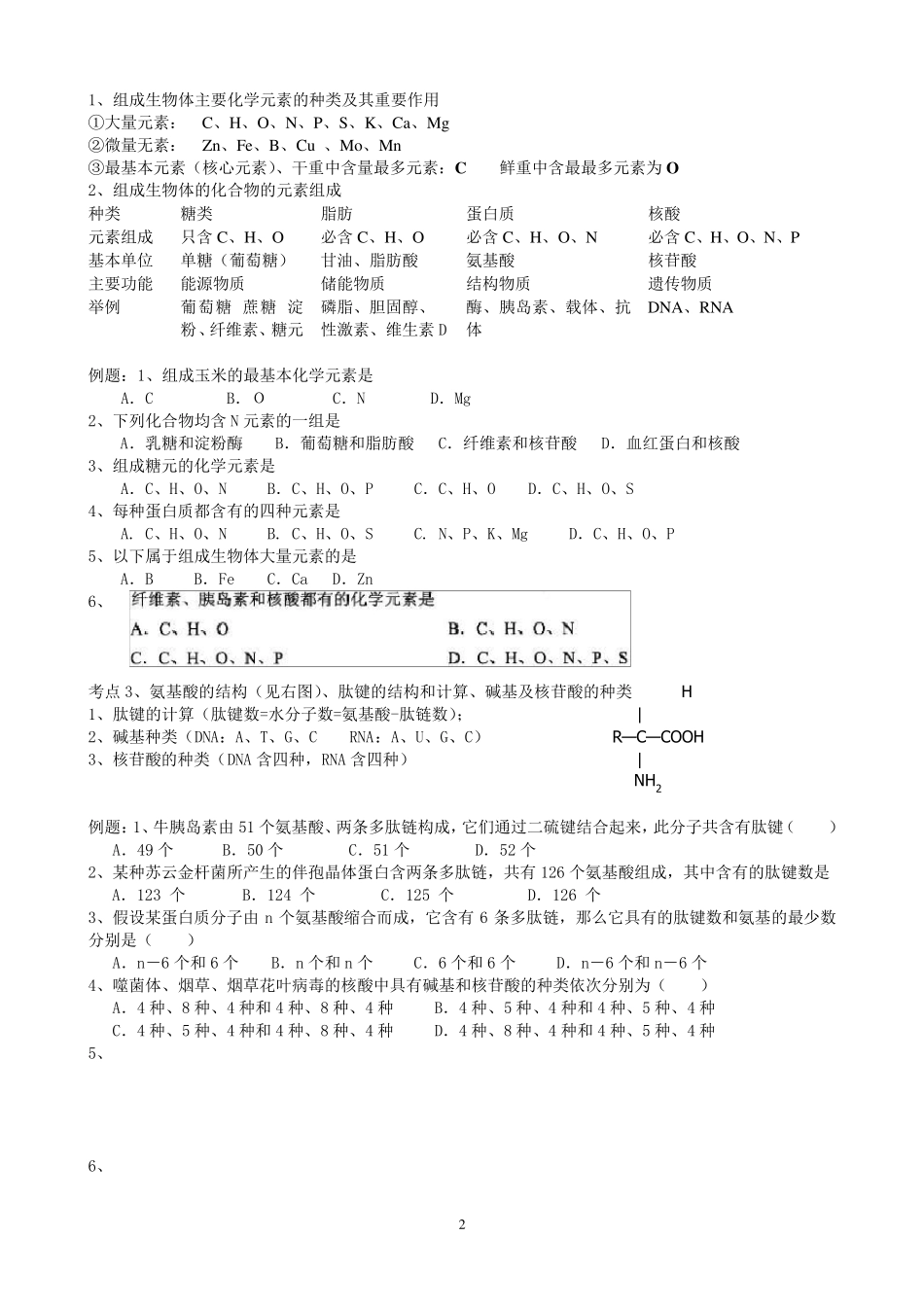 云南生物学业水平考试考点针对练习(与“云南会考知识点整理”配合使用,会考轻松过)_第2页
