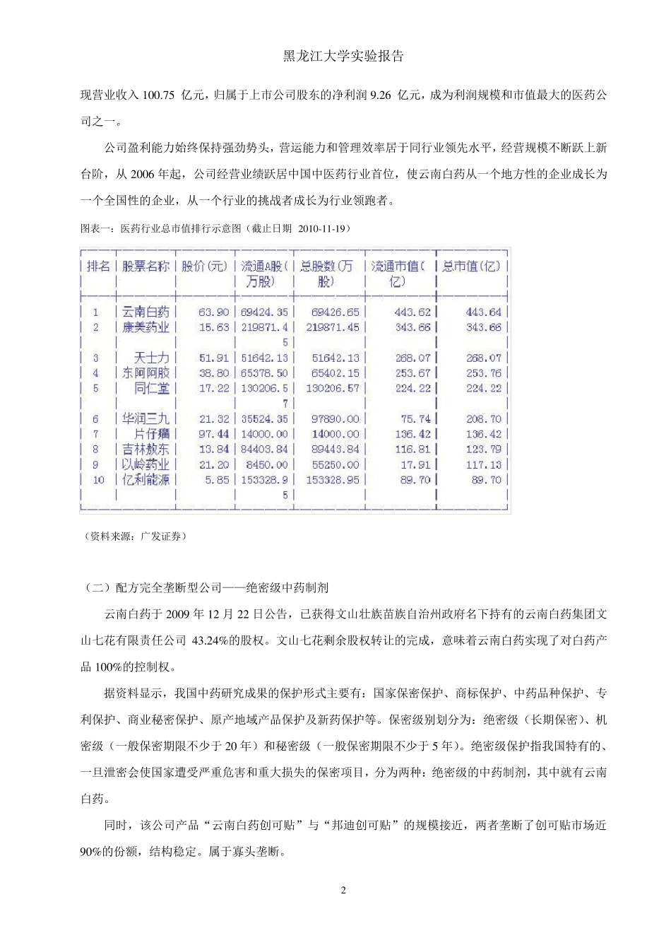 云南白药公司分析_第2页