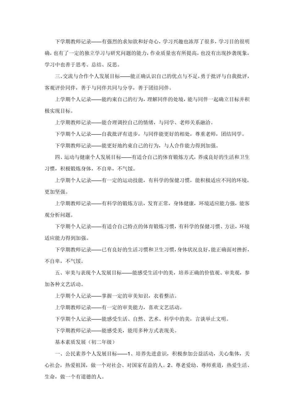 云南省初级中学学生成长记录手册资料_第2页