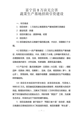 云南省富宁县招商引资项目书(省级项目书标准体例)