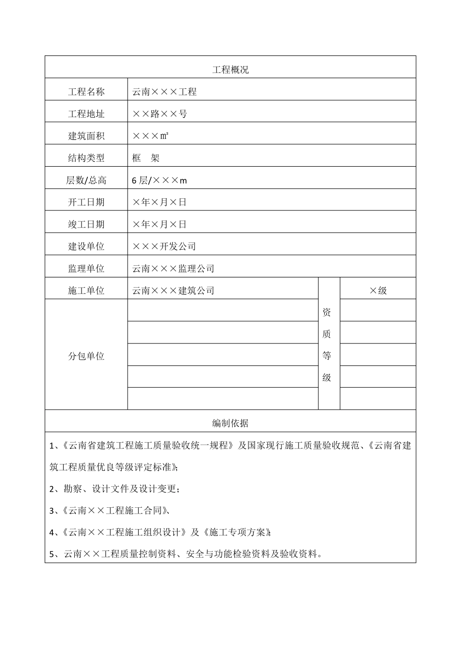云南省建筑工程竣工报告表_第2页