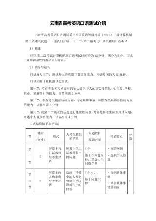 云南省高考英语口语测试介绍