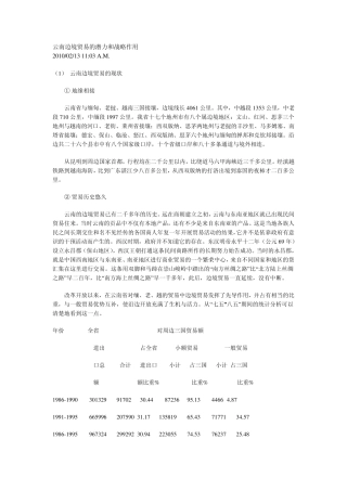 云南边境贸易的潜力和战略作用