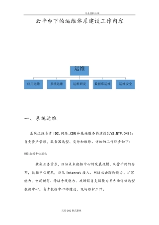 云平台下的运维体系建设工作内容