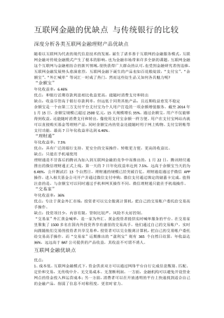 互联网金融的优缺点与传统银行的比较