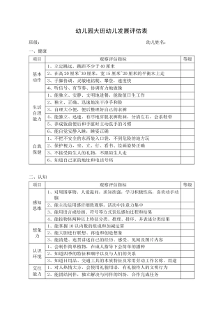 五大领域测评表