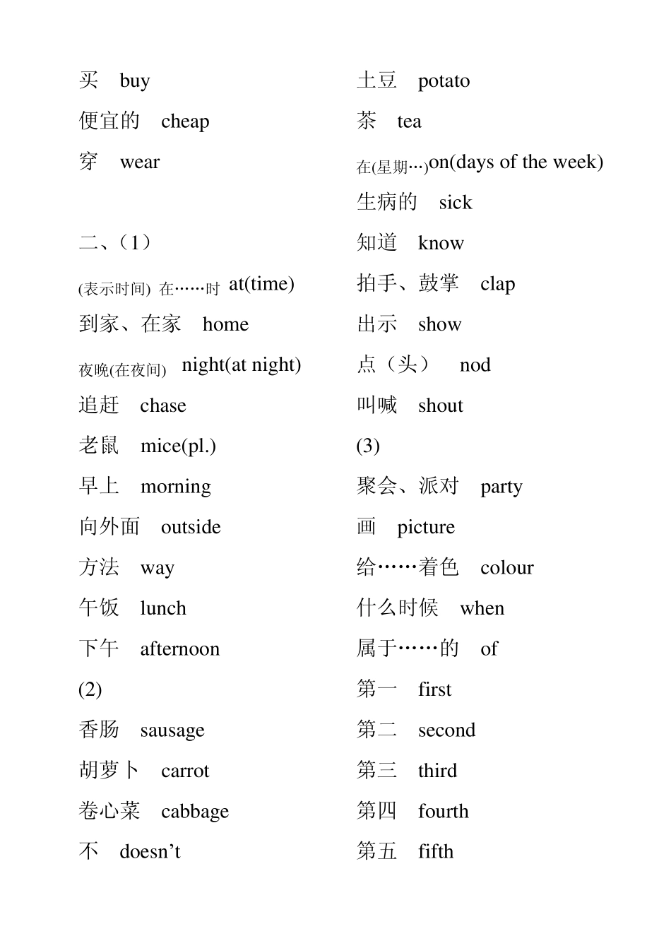 五年级上册单词、课文中译英(上海版牛津英语)_第2页