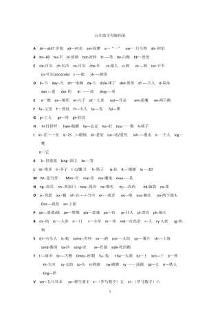 五年级上册单词拆分与联想