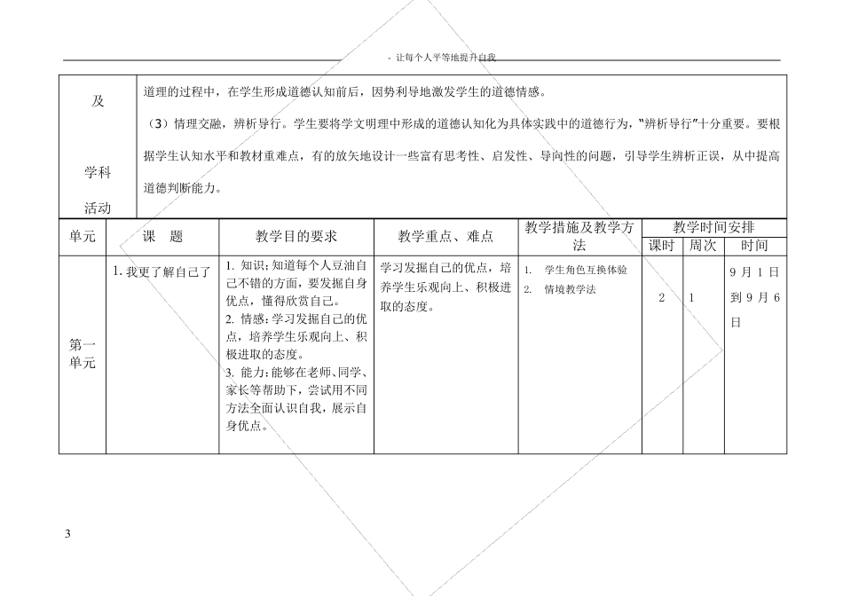 五年级上册道德与法治教学计划_第3页