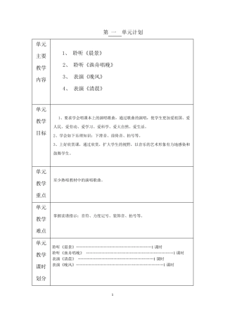 五年级上册音乐教案(人音版)