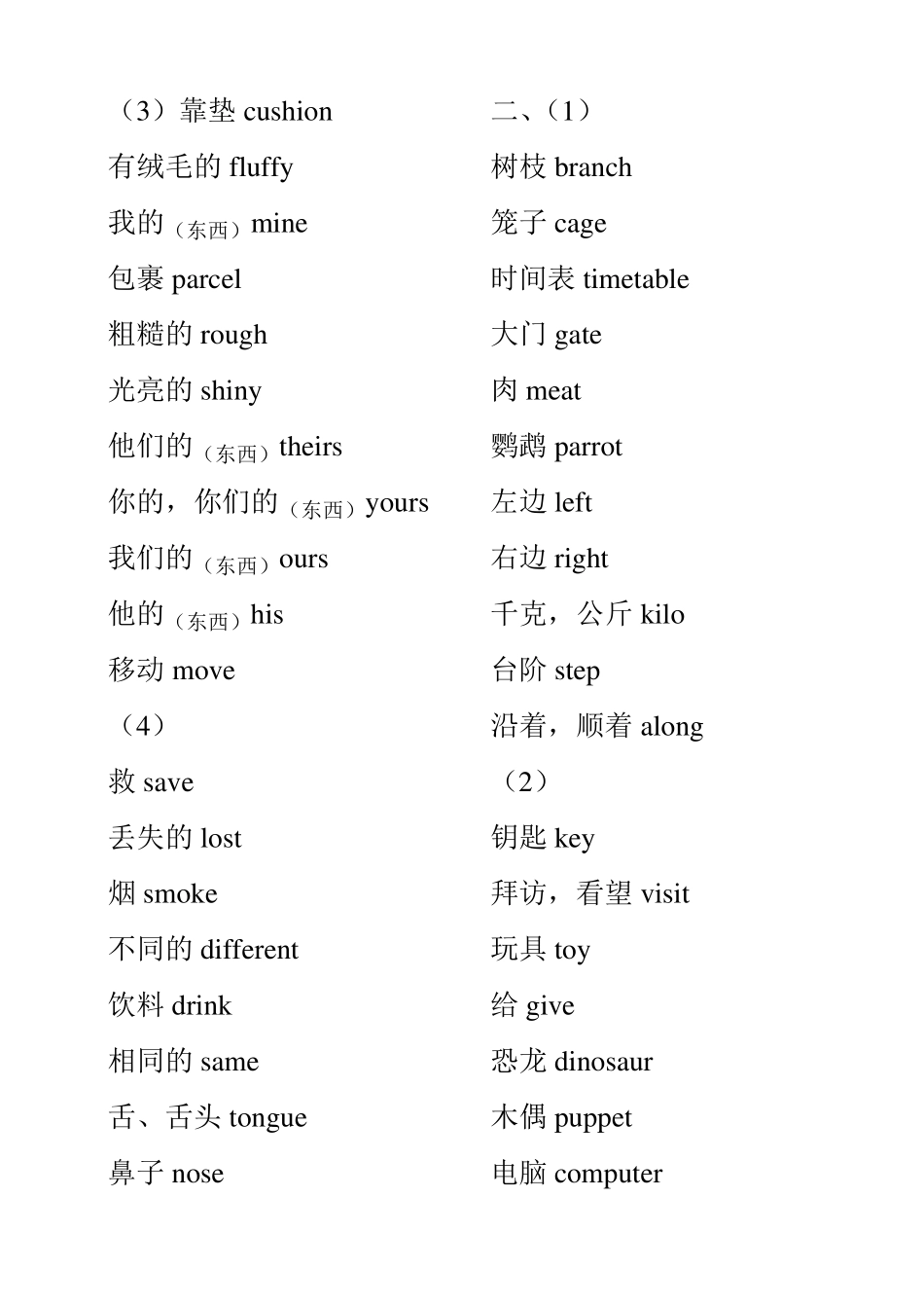 五年级下册单词、课文中译英(上海版牛津英语)_第2页