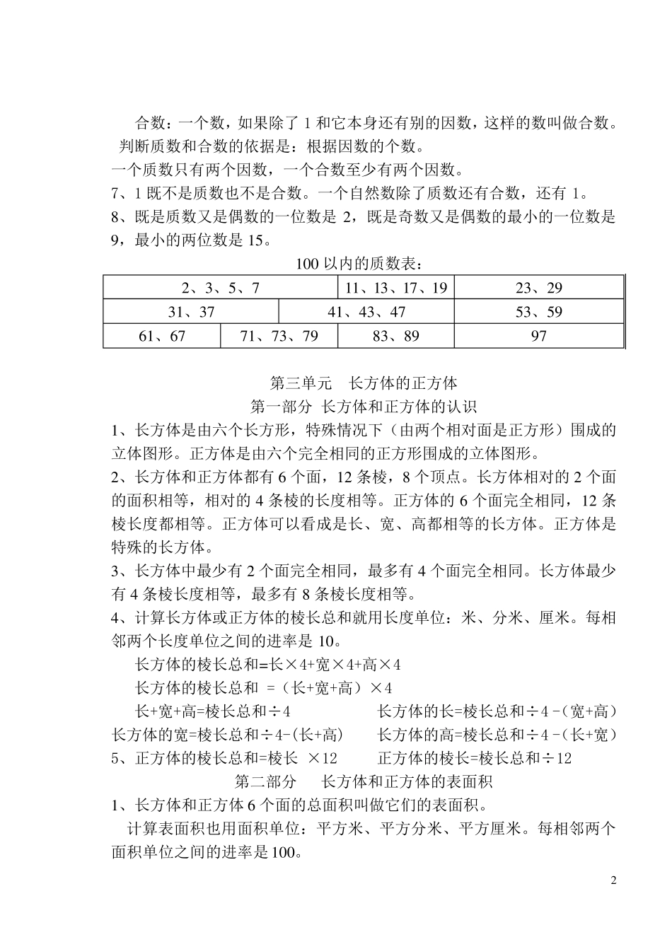 五年级下册数学概念及公式_第2页