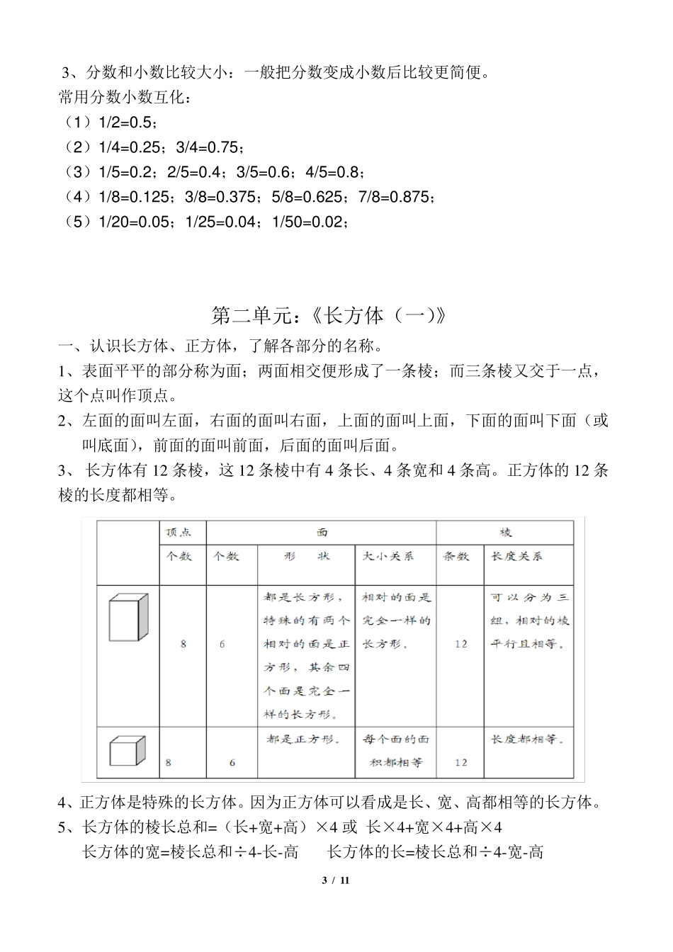 五年级下册数学知识点归纳总结_第3页