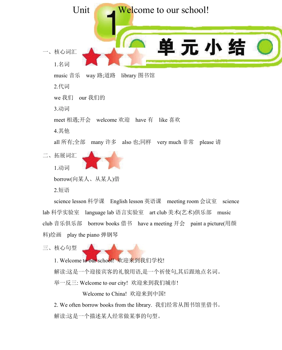 五年级下册英语人教精通版知识要点汇总_第1页