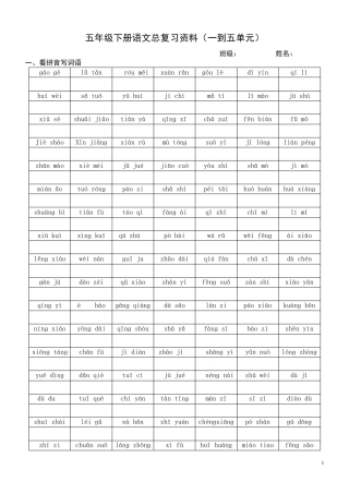五年级下册语文总复习资料