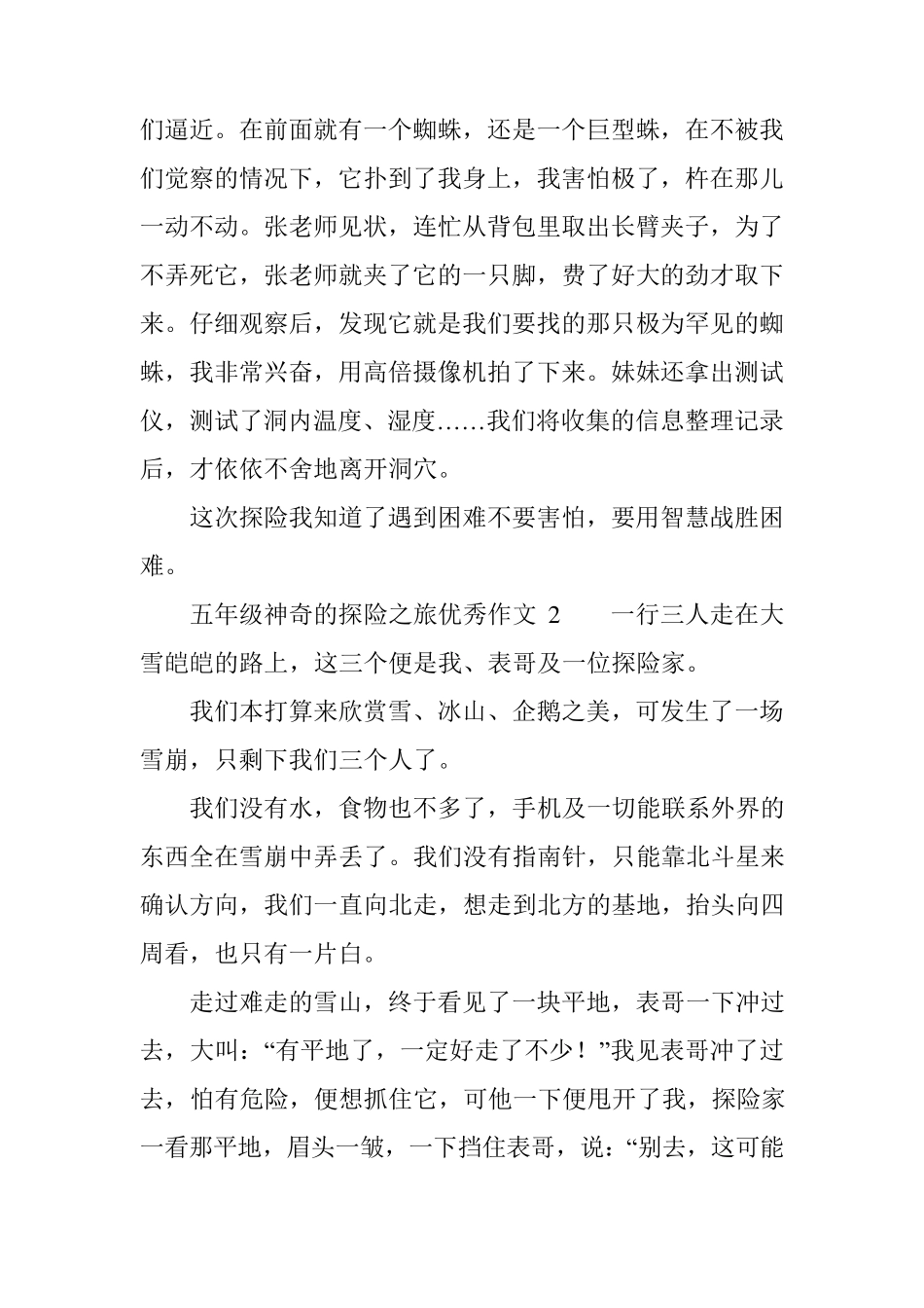 五年级神奇的探险之旅优秀作文_第2页