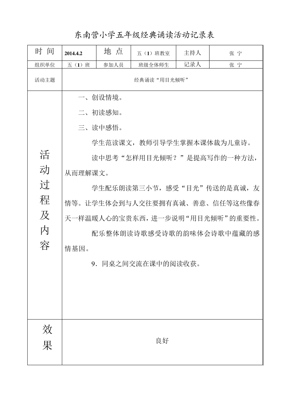 五年级经典诵读活动记录表_第3页