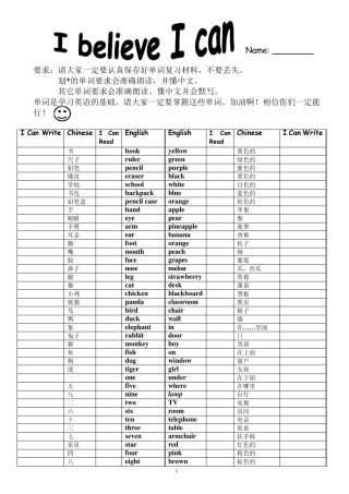 五年级统测英语必会单词资料