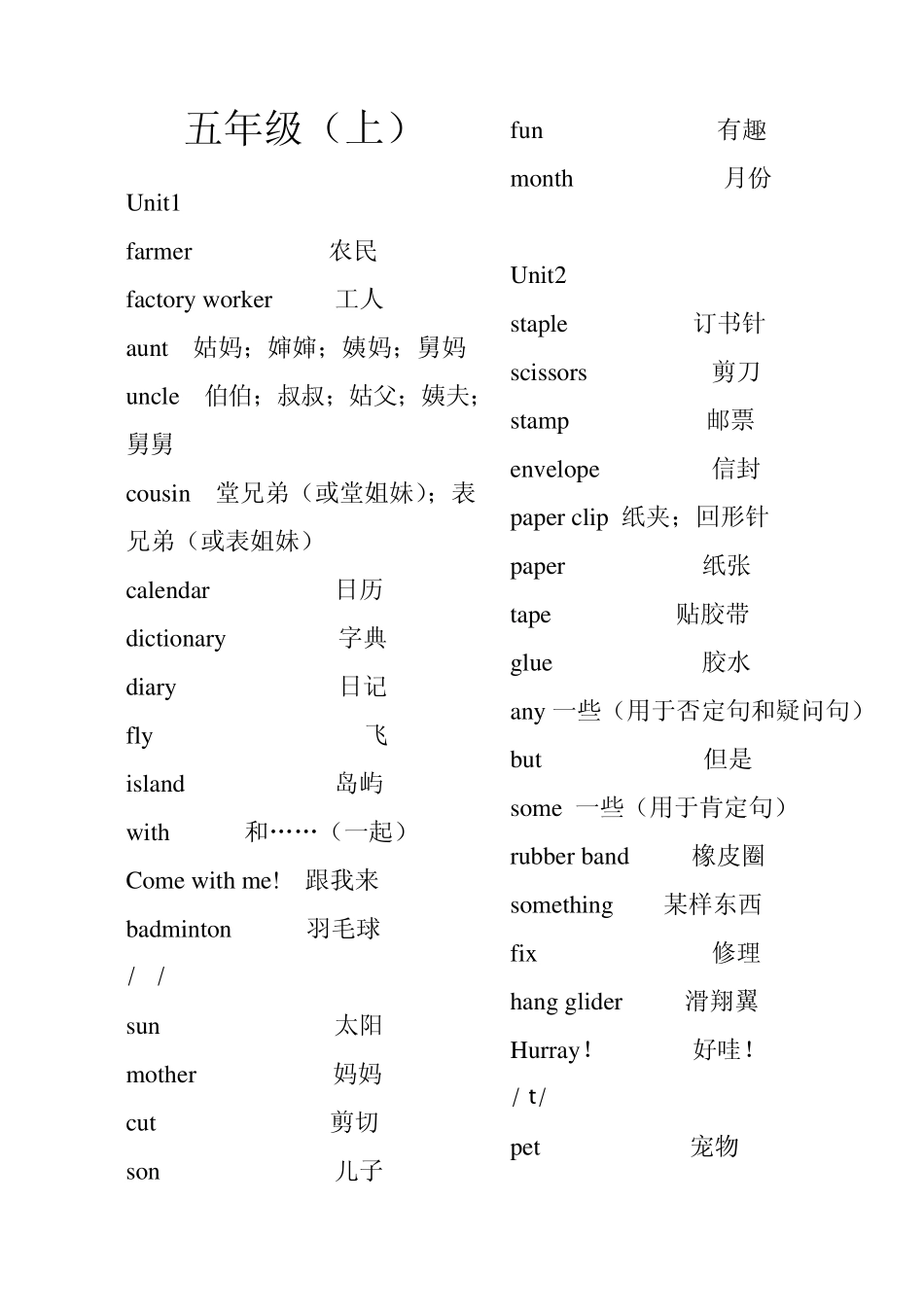 五年级英语单词(开心版)_第1页