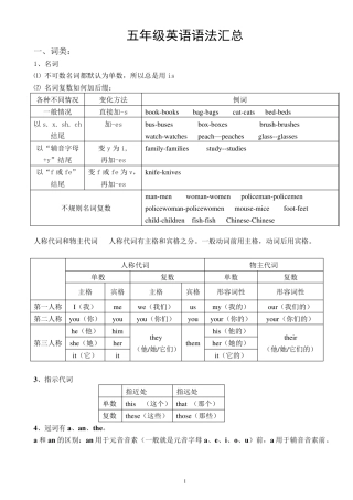 五年级英语语法汇总