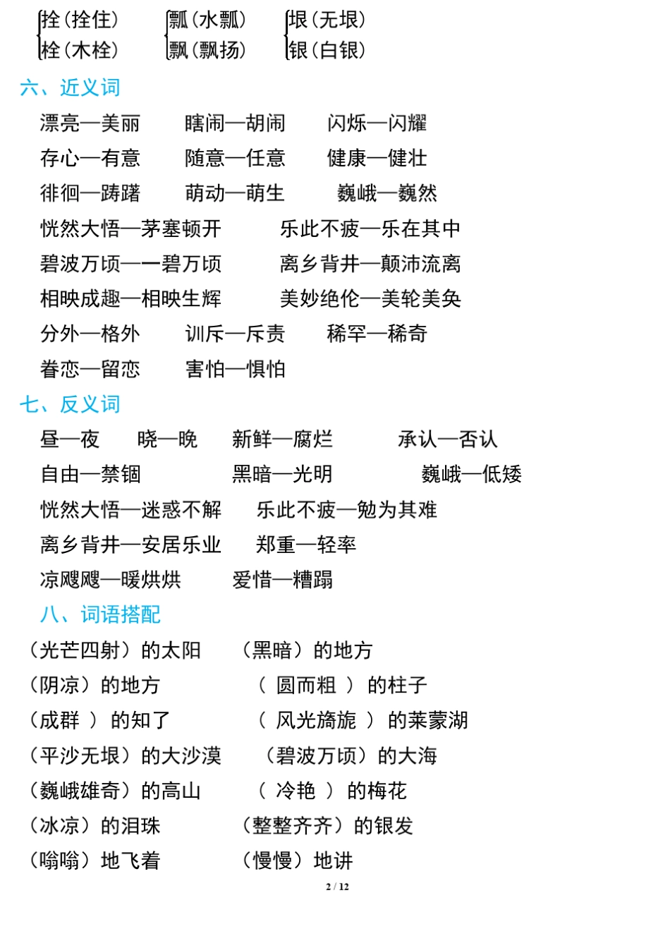 五年级语文下册期中复习知识总结要点_第2页