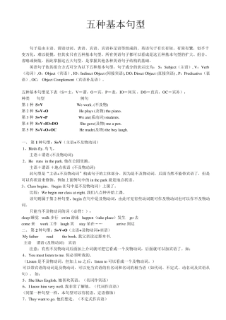五种基本句型(含练习及答案)