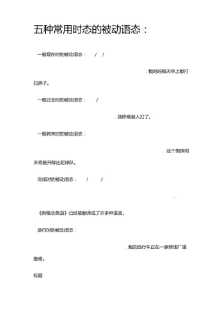五种常用时态的被动语态