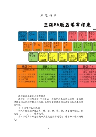 五笔拆字详细一周学好五笔
