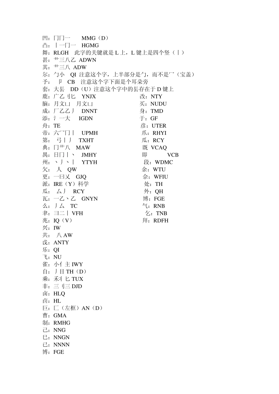五笔难拆字拆分方法汇总及详解_第1页