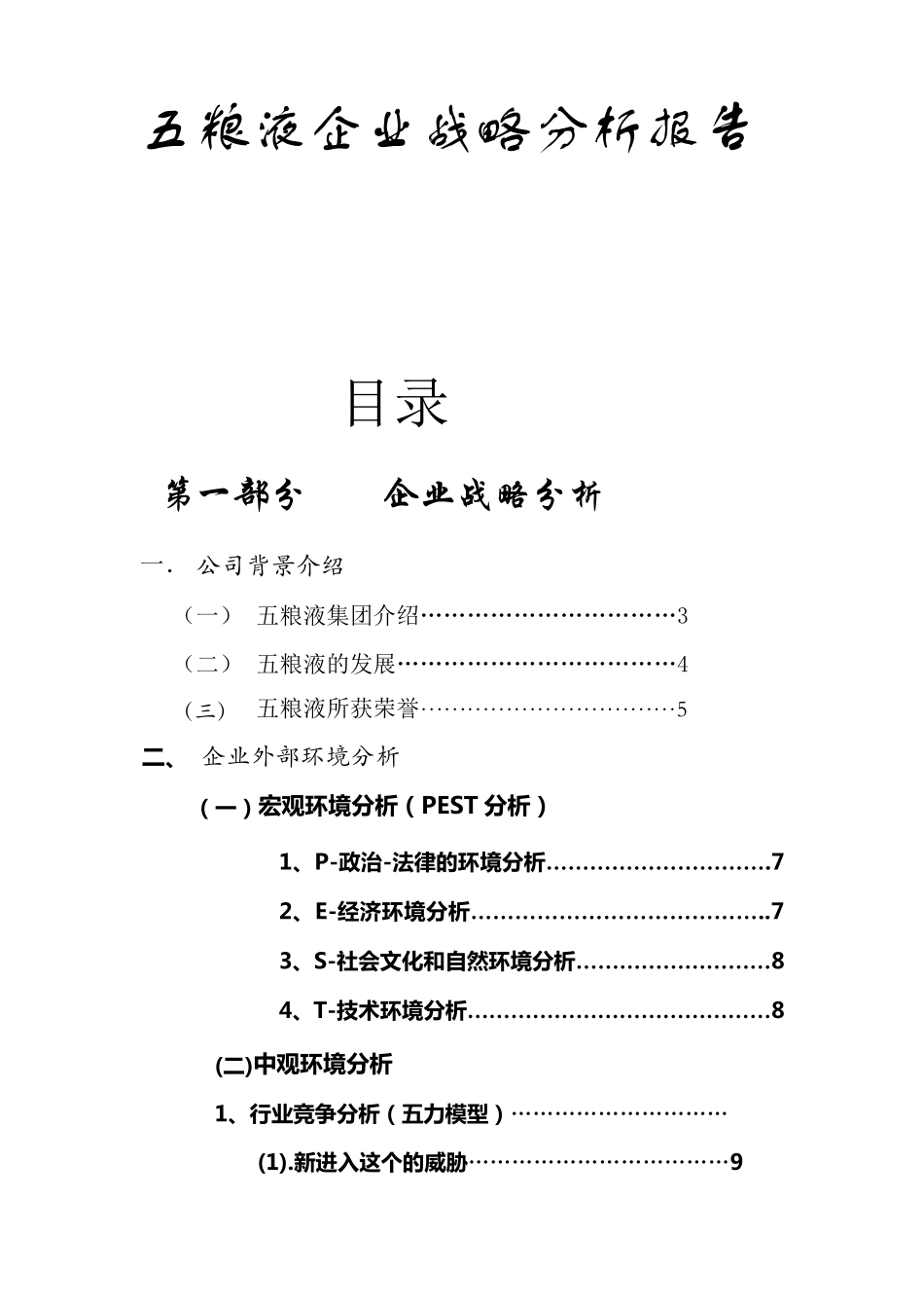 五粮液企业战略分析报告_第1页