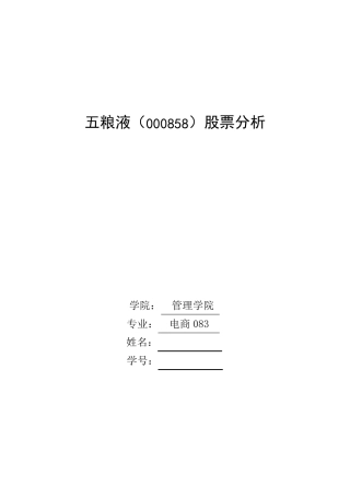 五粮液投资分析报告