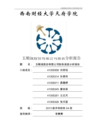 五粮液财务报表分析