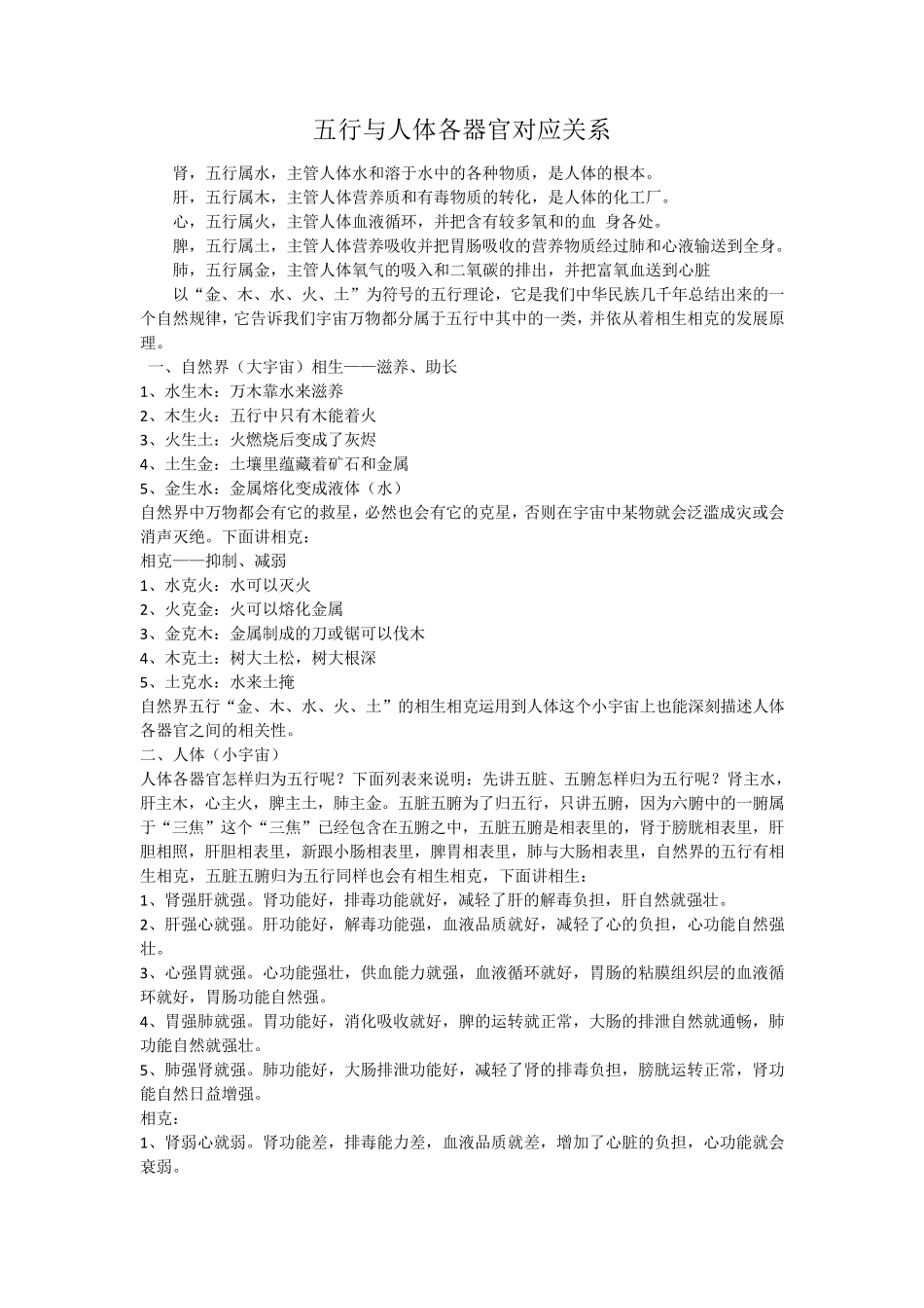 五行与人体各器官对应关系_第1页