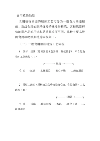 典型油脂的精炼工艺