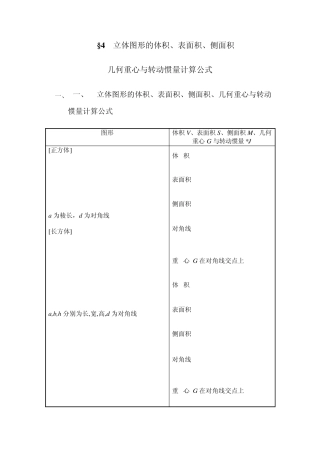 典型结构惯量公式