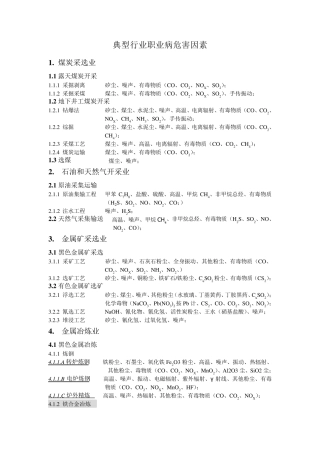 典型行业职业病危害因素总结