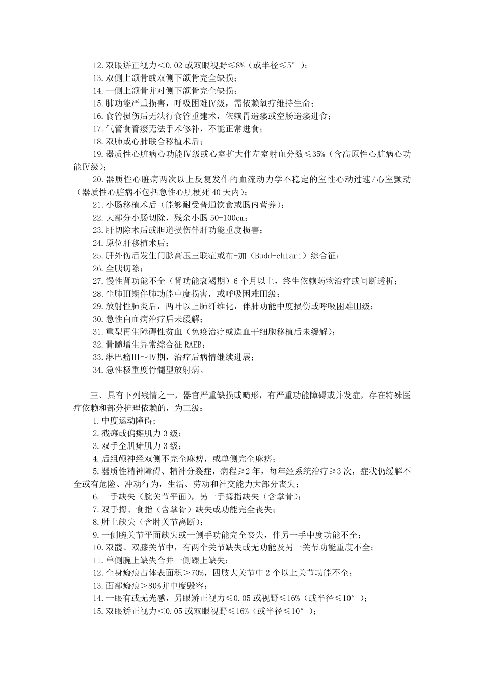 军人残疾等级评定标准(2012.1.1)_第2页