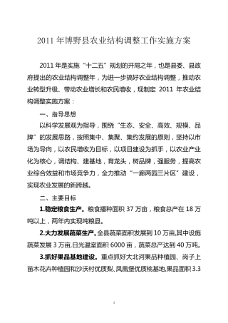 农业结构调整方案