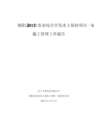 农发一标施工工作总结报告