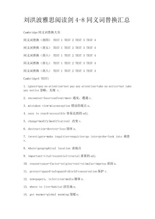 刘洪波雅思阅读剑48同义词替换汇总