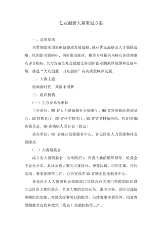 创新创业大赛策划方案