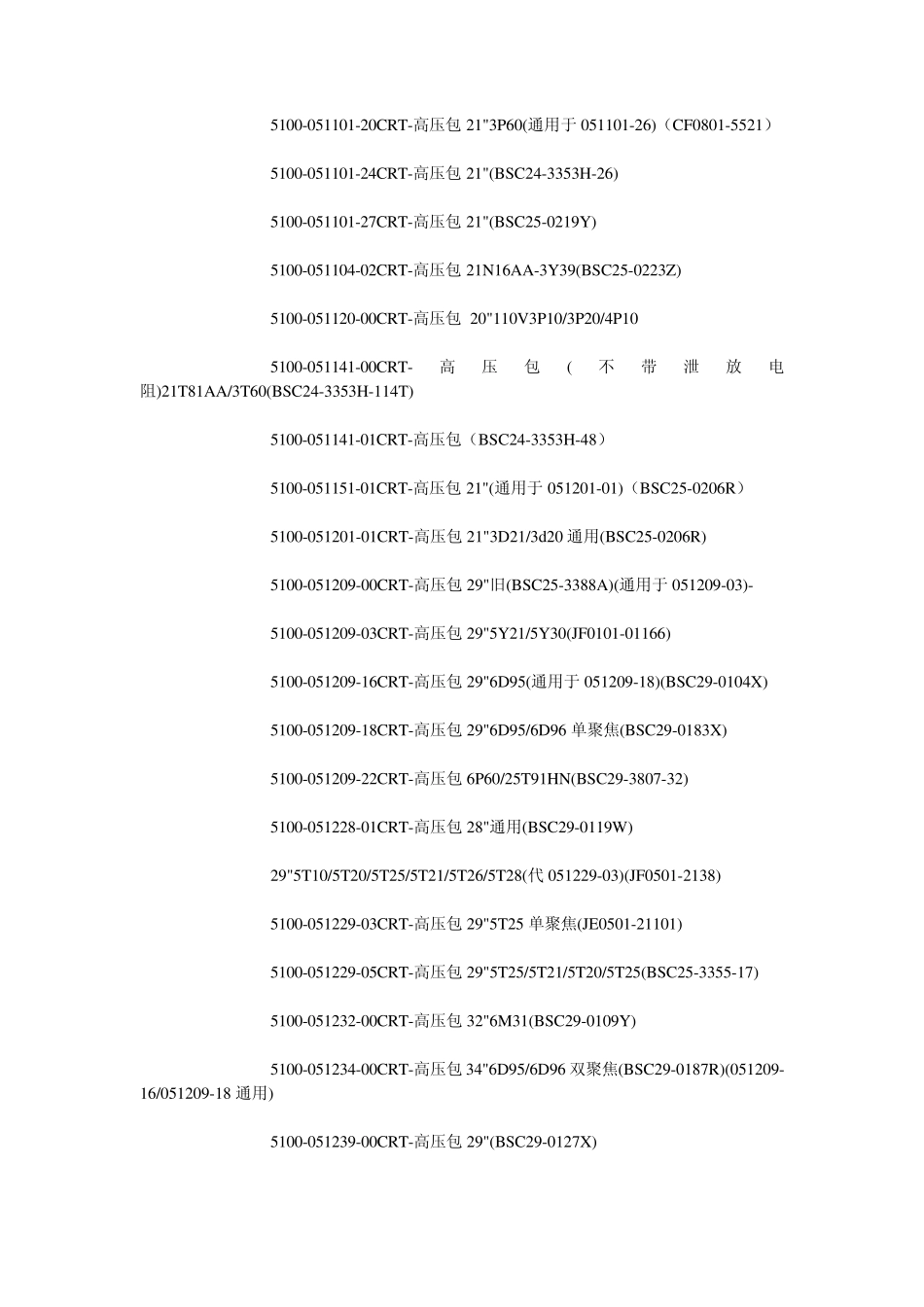 创维彩电行输出对照表高压包型号汇总_第3页