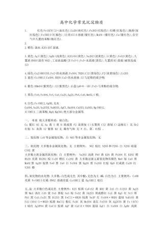 初、高中化学沉淀及颜色