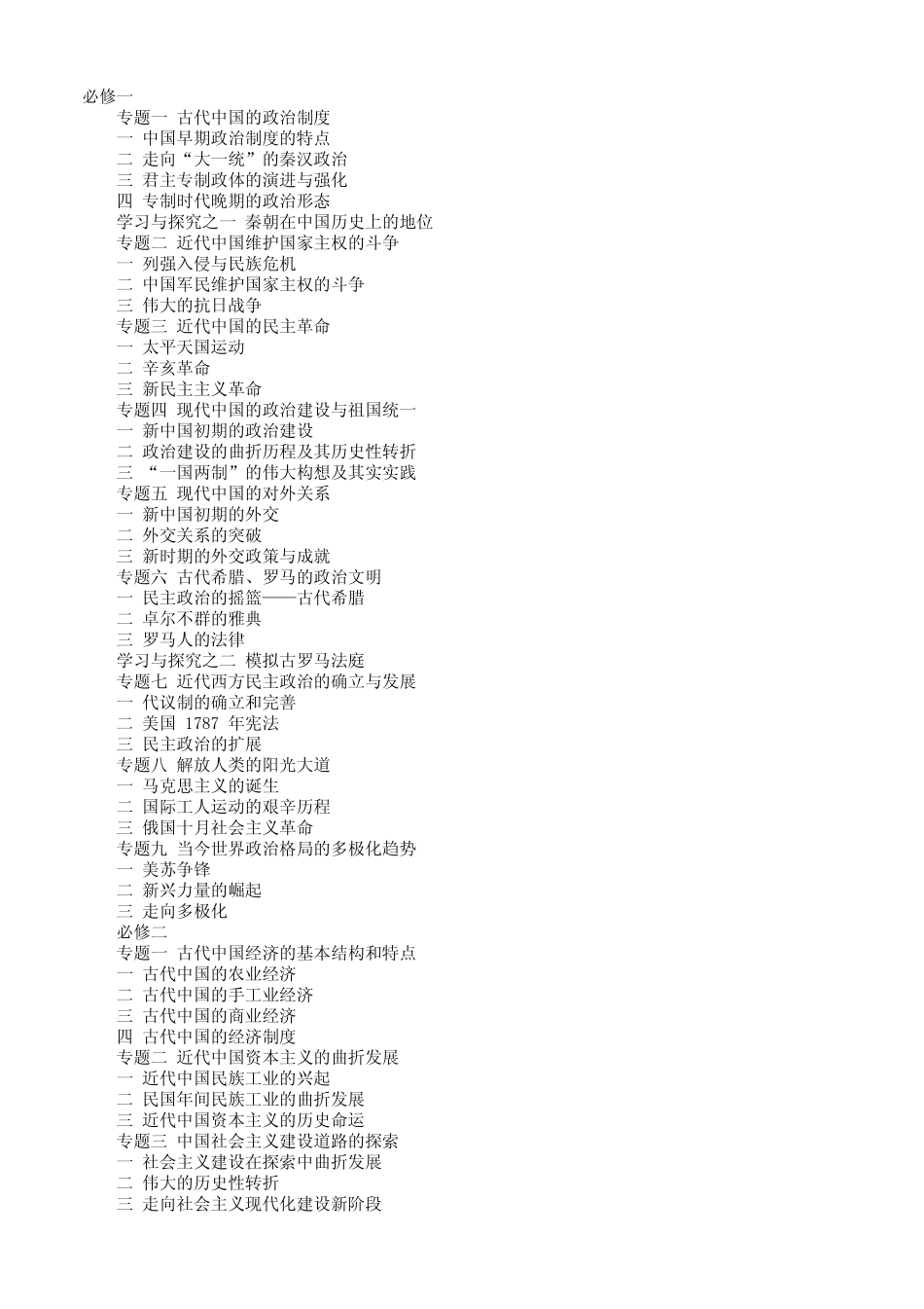 初、高中历史教材目录()_第1页