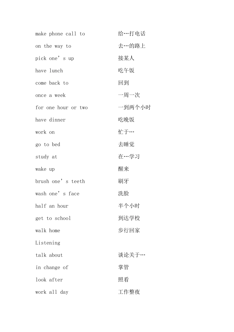 初一上册英语词组_第3页