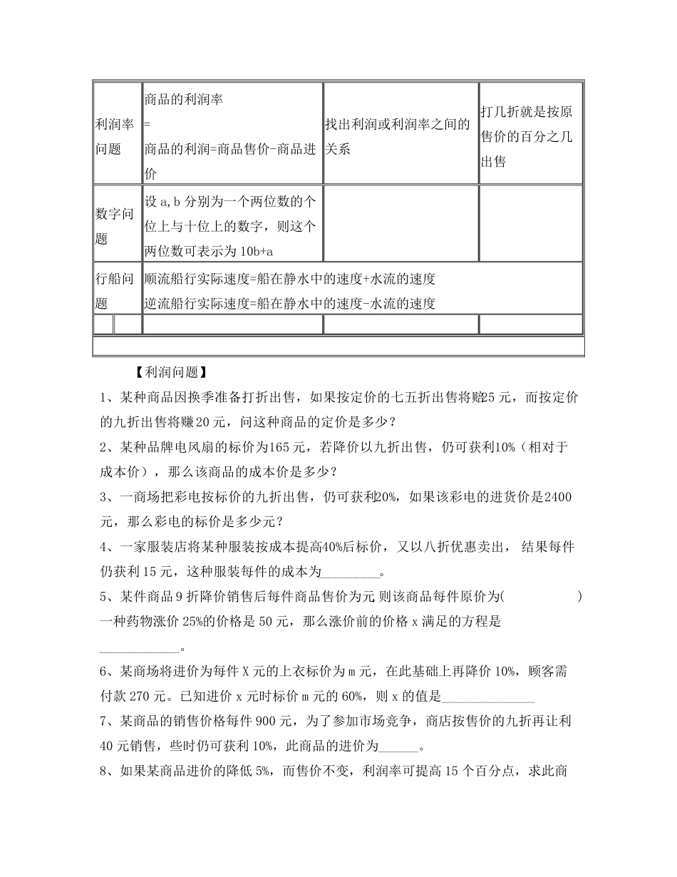 初一上学期数学应用题类型汇总及练习_第2页