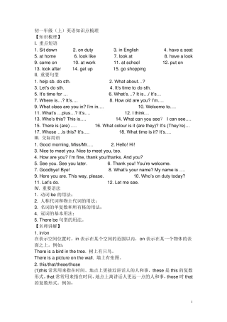 初一上学期英语知识点总结1
